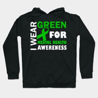 I Wear Green For Mental Health Awareness Costume Ribbon Hoodie